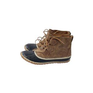 Sorel Women's Brown Out 'N About Leather Waterproof Ankle Duck Boot Size US 8